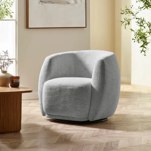 Bowline Grey Chenille Upholstered Swivel Accent Chair