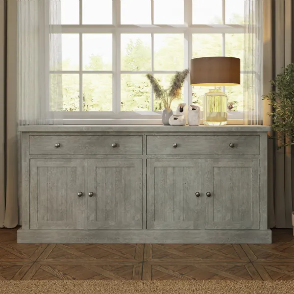 Bowood Large Straight Sideboard 4 Door Solid Wood Limewash
