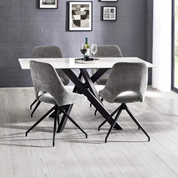 Bradley White Marble Dining Table