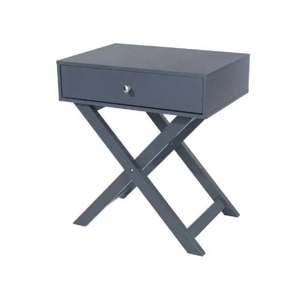 X leg 1 drawer petite bedside cabinet