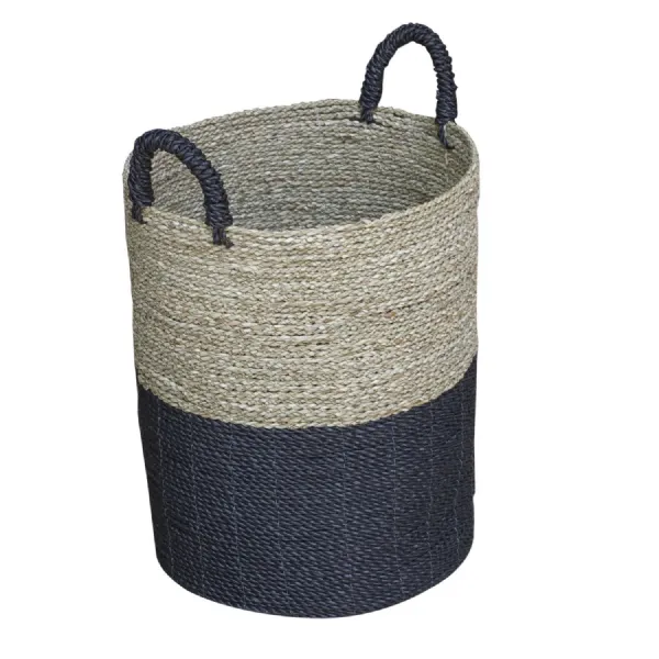 Set of 3 Charcoal And Natural Baskets