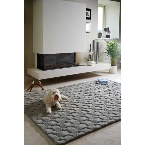 Origins Basketweave Pattern 3D New Grey Rug 120x170cm