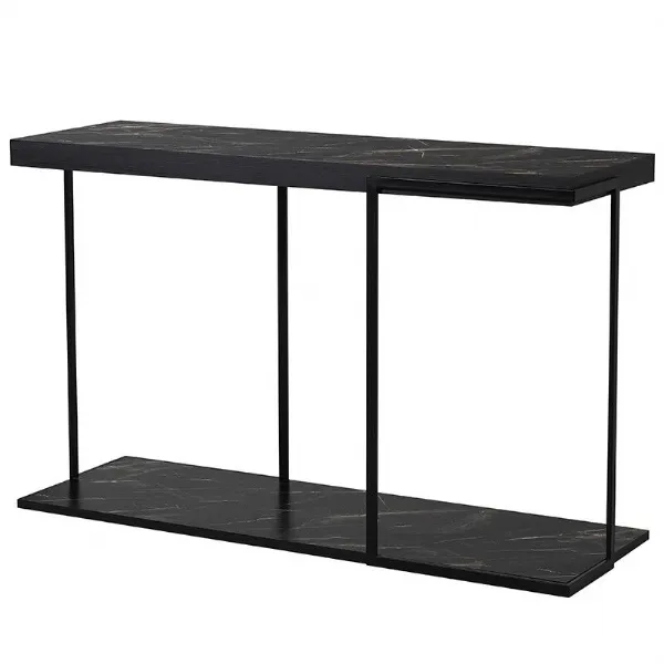 Modern Faux Black Marble Entry Hall Console Table