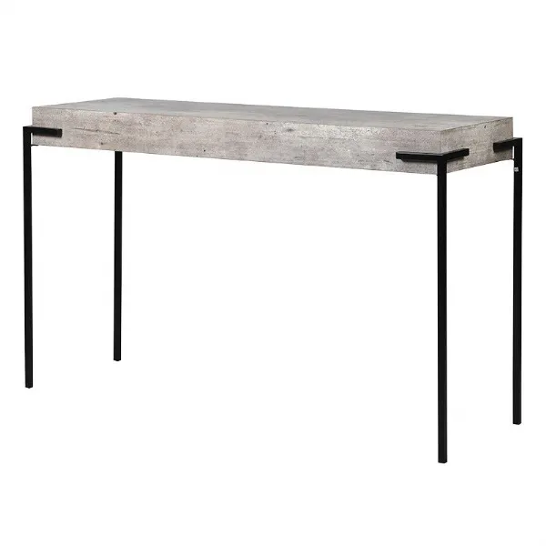 Modern Concrete Look Console Table With Black Metal Legs