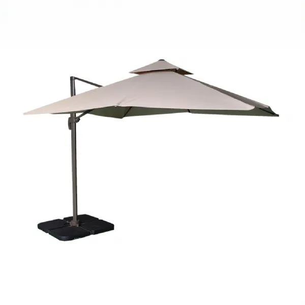 Dark Grey Fabric 3m Square Garden Cantilever Parasol