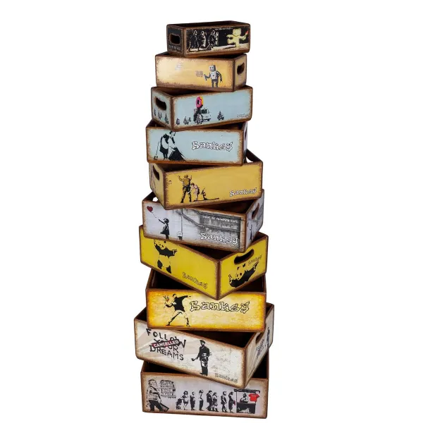 Set of 10 Rectangular Boxes Banksy Urban Art