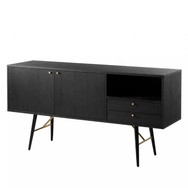 Black Oak and Copper Sideboard Metal Legs