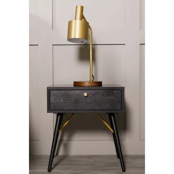 Barcelona Bedside Table 1 Drawer Black and Copper