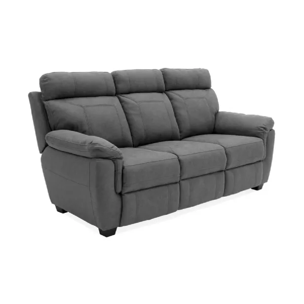 Grey Fabric Upholstered 3 Seater Sofa with Hockey Stick Arms