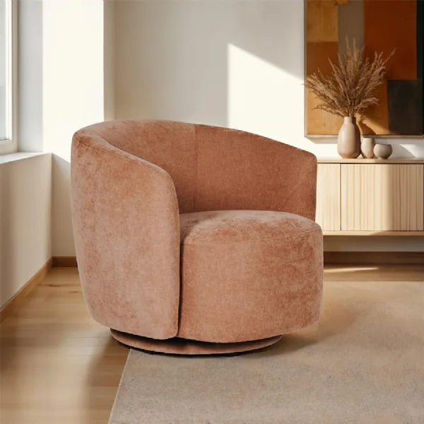 Umber Chenille Fabric Swivel Accent Chair