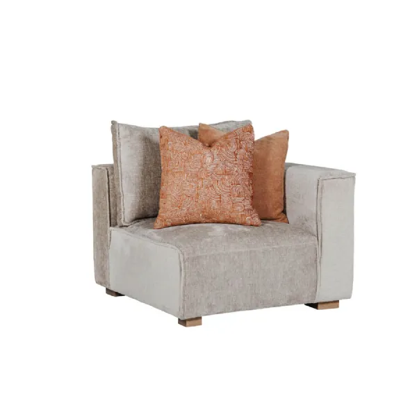 Mink Fabric Modular Armchair RHF with 2 Scatter Cushions