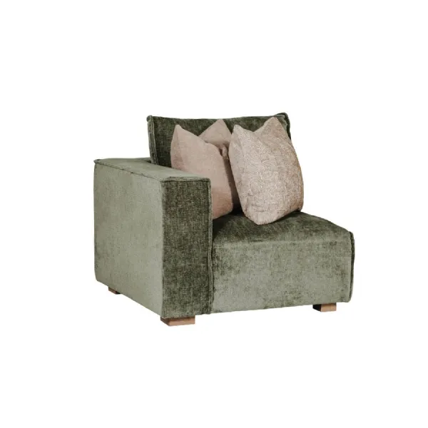 Green Fabric Modular Armchair LHF with 2 Scatter Cushions