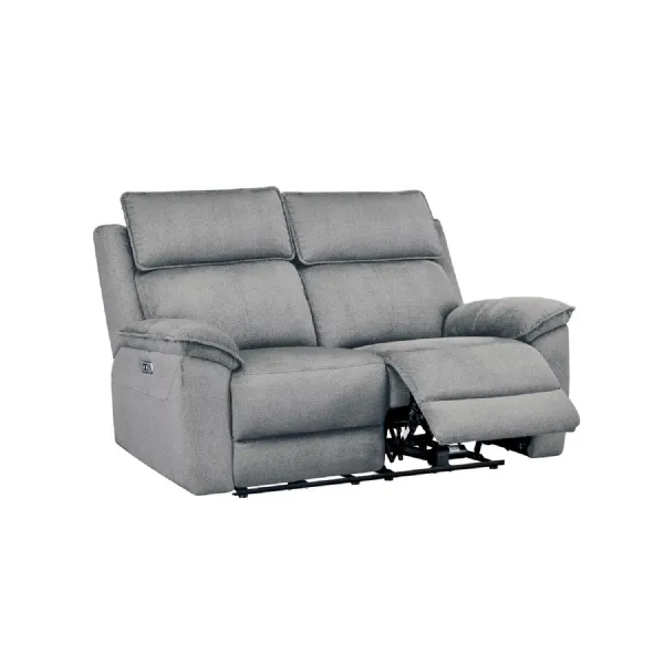 Greige Fabric 2 Seater Electric Recliner Sofa with USB