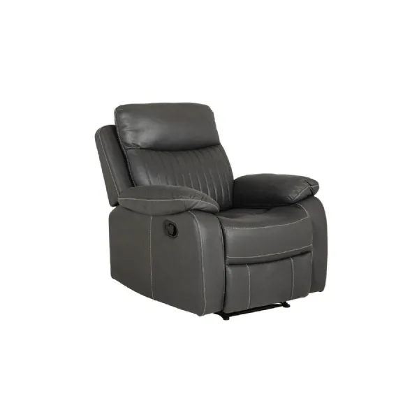 Dark Grey Leather Manual Recliner Chair