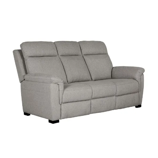 Grey Fabric 3 Seater Standard Back Sofa Cushioned Headrest