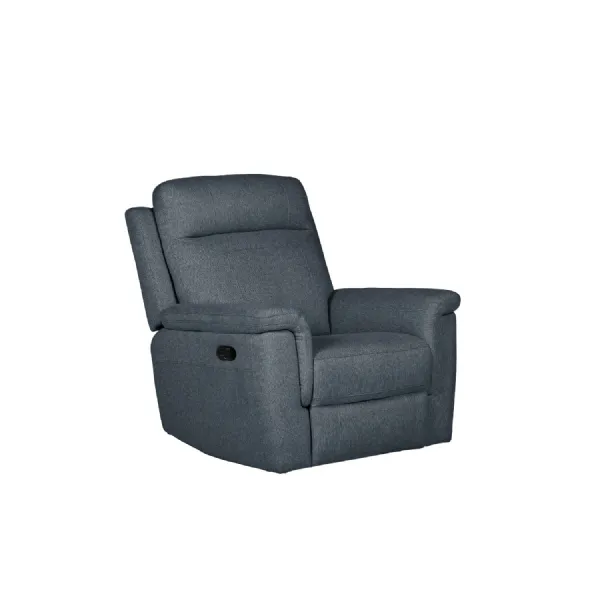 Blue Fabric Manual Recliner with Padded Arms