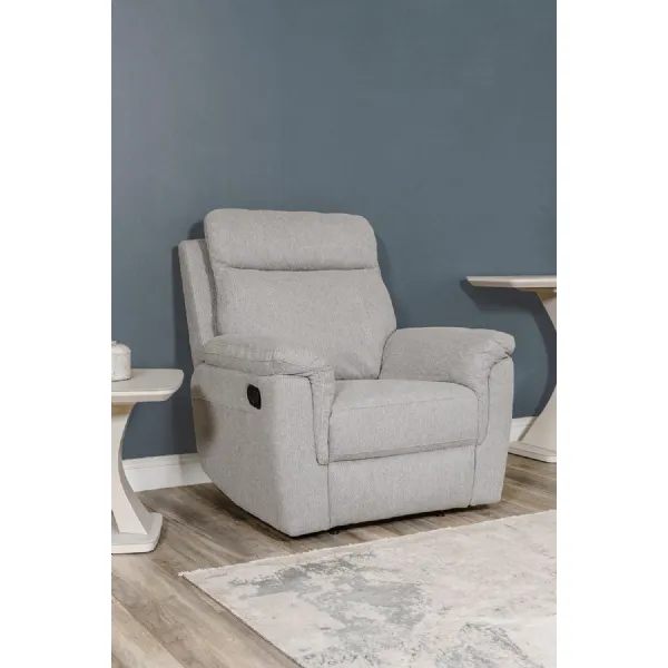 Grey Fabric Manual Recliner with Padded Arms