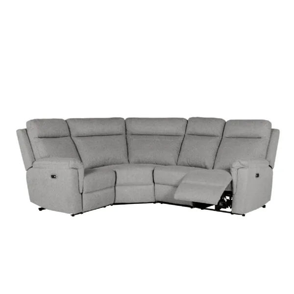 Grey Textured Fabric Electric Recliner Corner Group Sofa