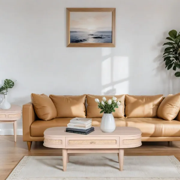 Valencia Cane & Mango Wood 1 Drawer Coffee Table
