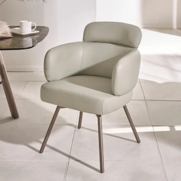 Set of 2 Callisto Beige Faux Leather Swivel Dining Chairs