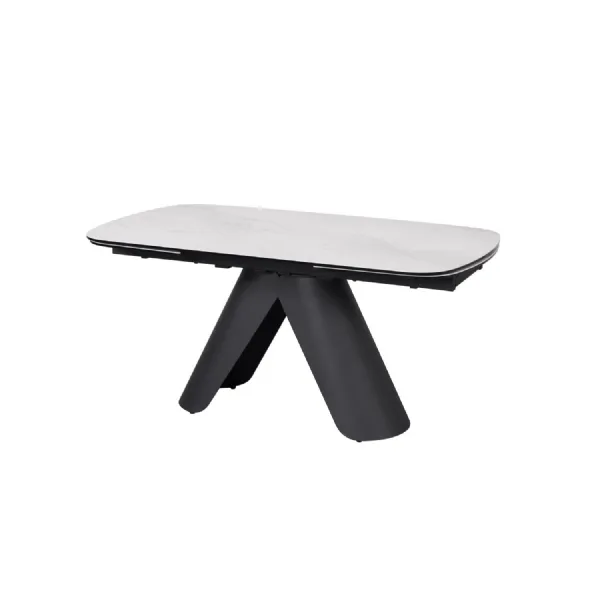 Modern White Ceramic Rectangular Extending 8 Seater Dining Table
