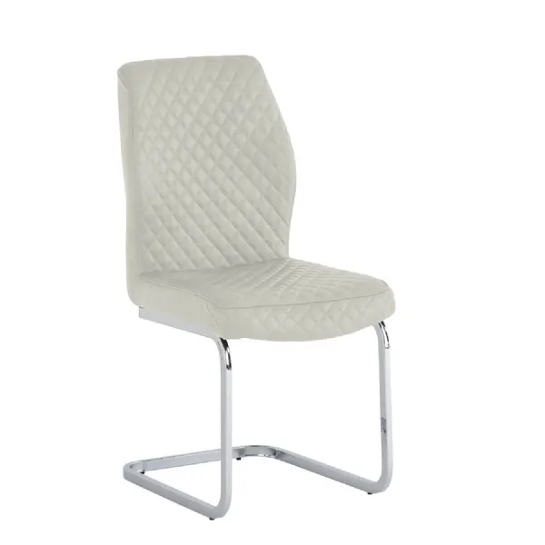 Stone Grey Leather Effect Dining Chair Cantilever Base