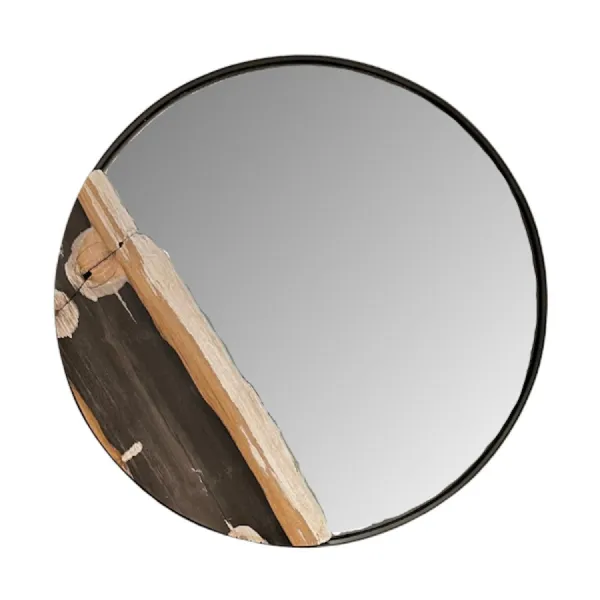 Half Moon Petrified Wood Mirror