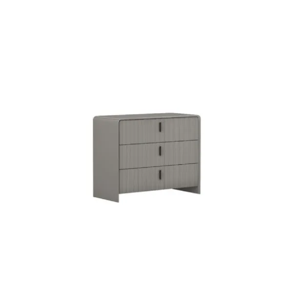 Grey Patterned Rounded Chest of 3 Drawers