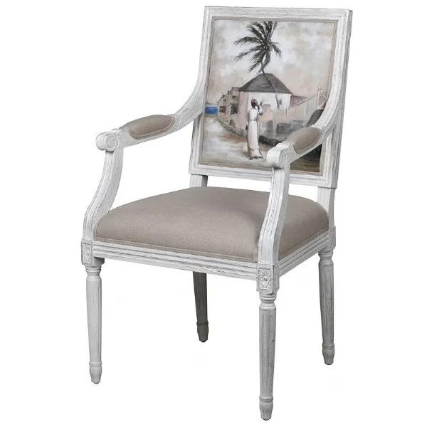 Handpainted Palm Scene Oak Chair