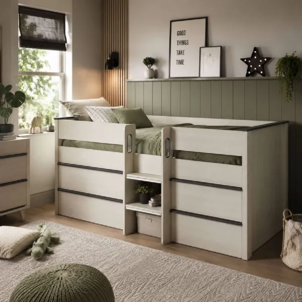 Celeste Midsleeper With Drawers Nordic Wood Effect