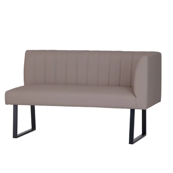 Taupe Leather Effect Left Hand Corner Dining Bench