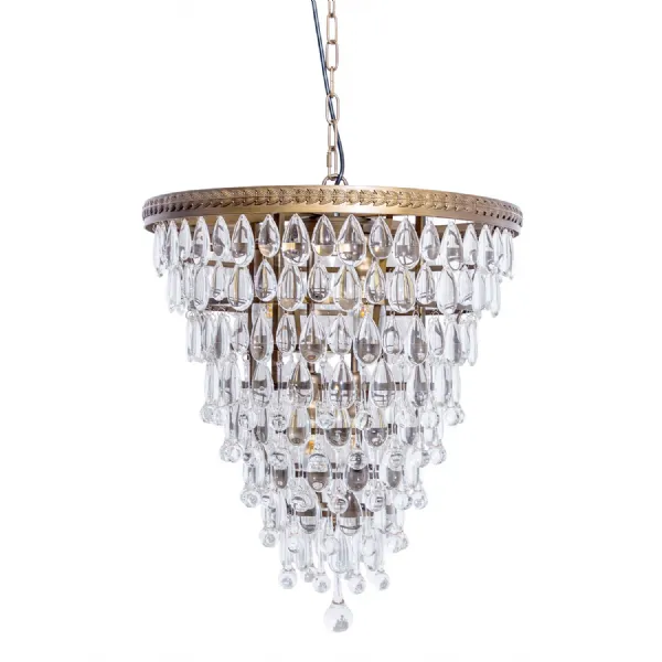 Large Bronze Gold Finish Rainfall Chandelier With Clear Crystals