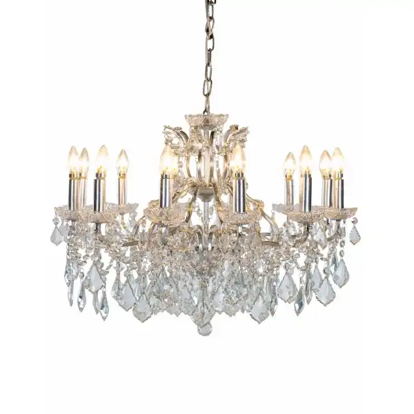 Silver Leaf Large 12 Branch Chandelier