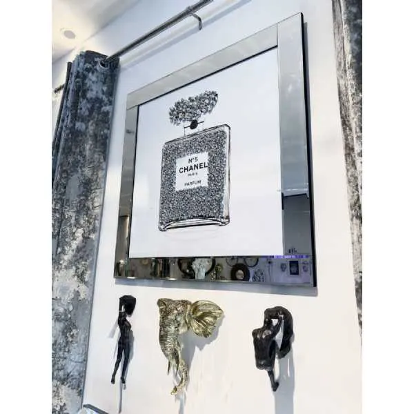 Chanel Diamond Perfume Bottle Wall Art Mirror Frame
