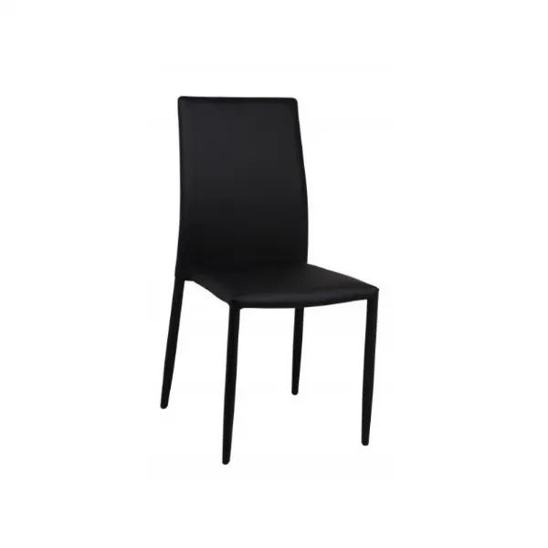 Black PU Leather Stackable Dining Chairs