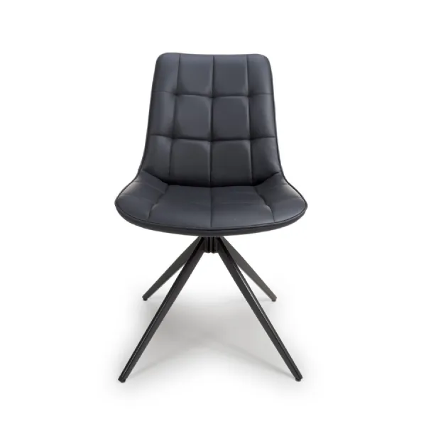Black Leather Dining Chair Metal Spider Legs