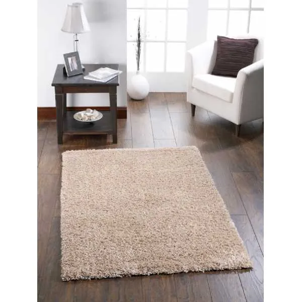 Origins Chicago Latte Shaggy Rectangular Floor Rug 160x230cm Hand Tufted