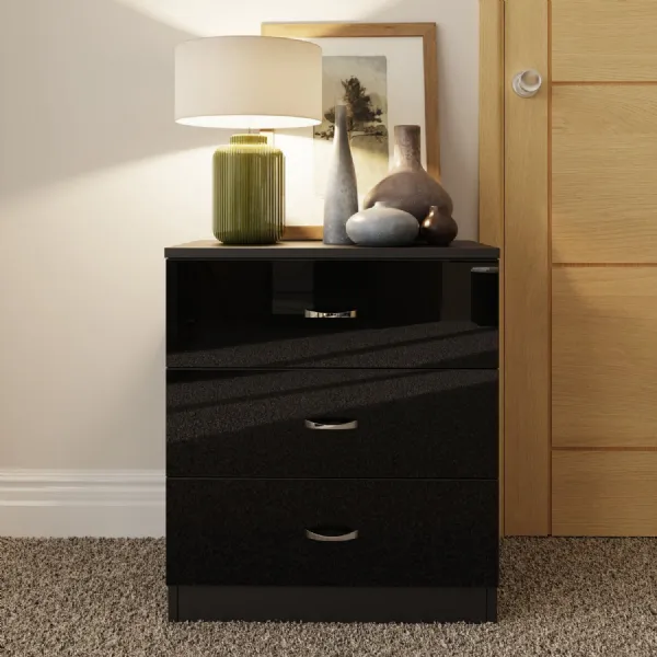 Chilton 3 Drawer Chest Of Drawers Black Gloss Front