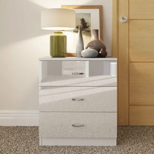 Chilton 3 Drawer Chest Of Drawers White Gloss Front