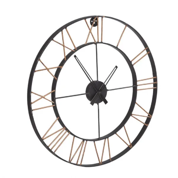 Brown Metal Large Analog Wall Clock Industrial Style