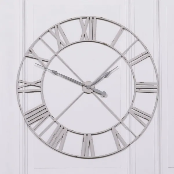 Pale Grey Vintage Metal Wall Clock