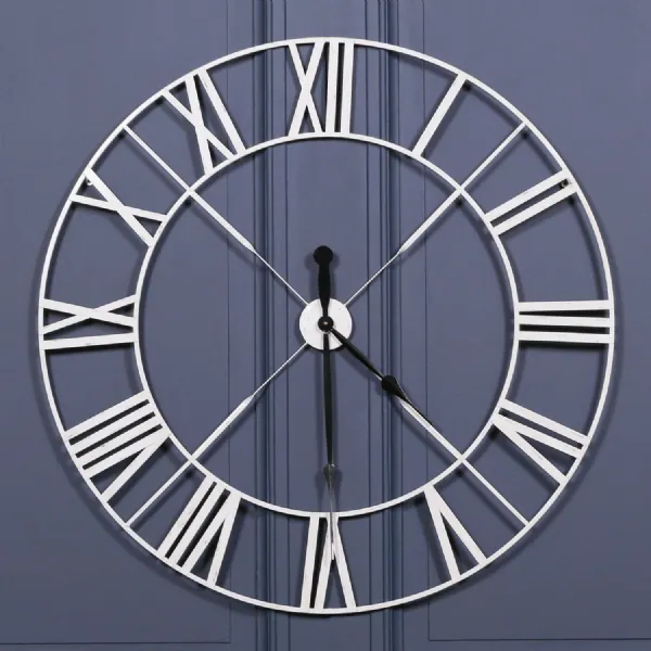 Distressed Off White Metal Twist Frame Wall Clock