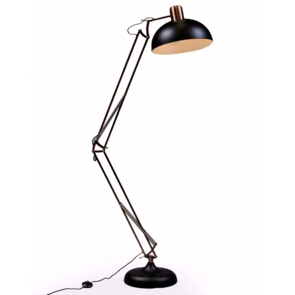 Matt Black and Vintage Copper Angled Desk Style Floor Lamp