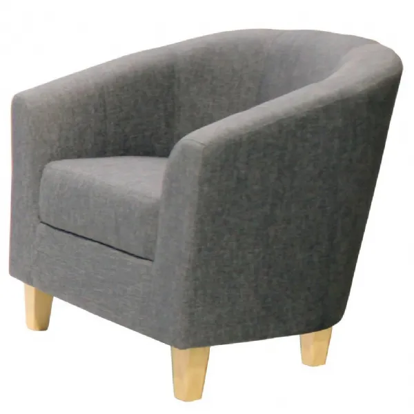 Grey Fabric Tub Chair with Light Legs