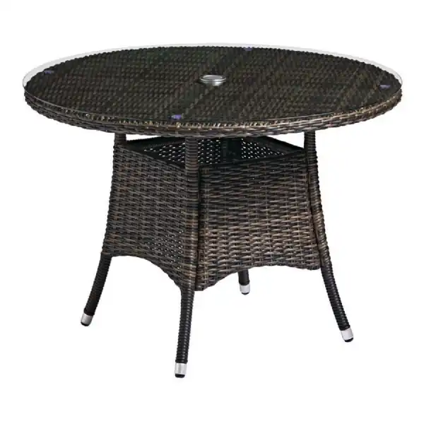 Cloe Brown Weave Rattan Dining Table