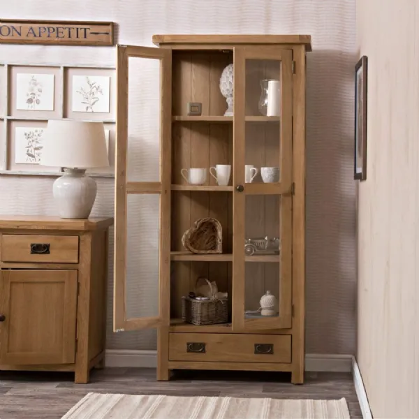 Oak 2 Door Glazed Display Cabinet