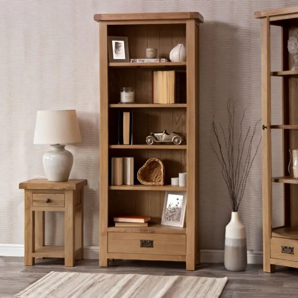 Rustic Light Oak Finish Open Bookcase