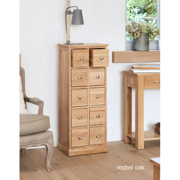 Mobel Oak Multi Drawer DVD CD Storage Chest