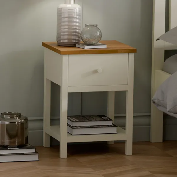 Coxmoor 1 Drawer Ivory and Oak