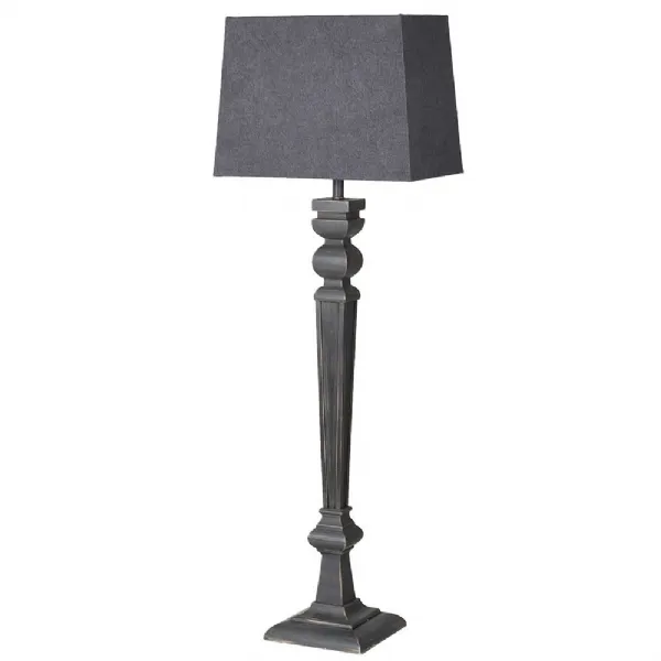 Extra Tall Black Lamp With Grey Shade